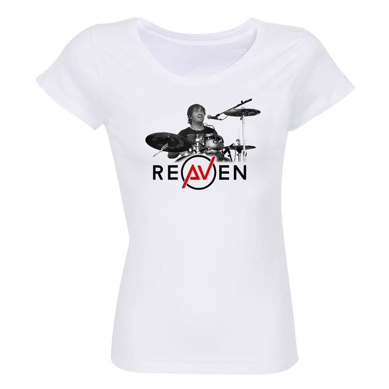 T-shirt Femme BLANC Drummer 2 Photo Noir et Blanc