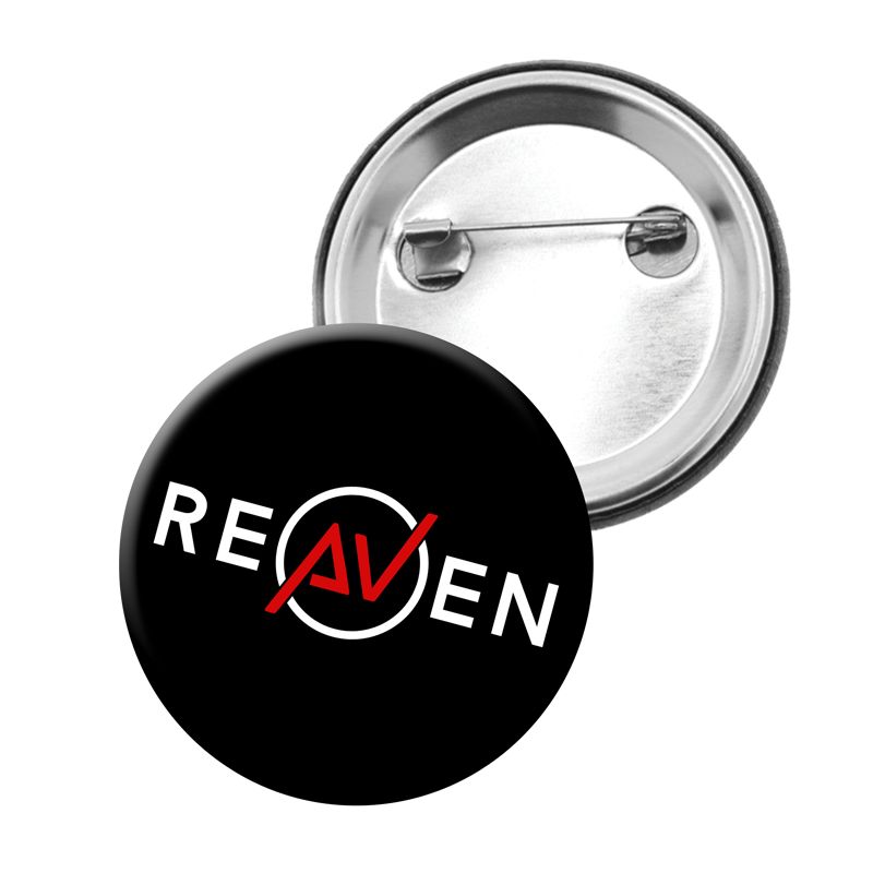 Badge Bouton 34 mm NOIR Logo Reaven